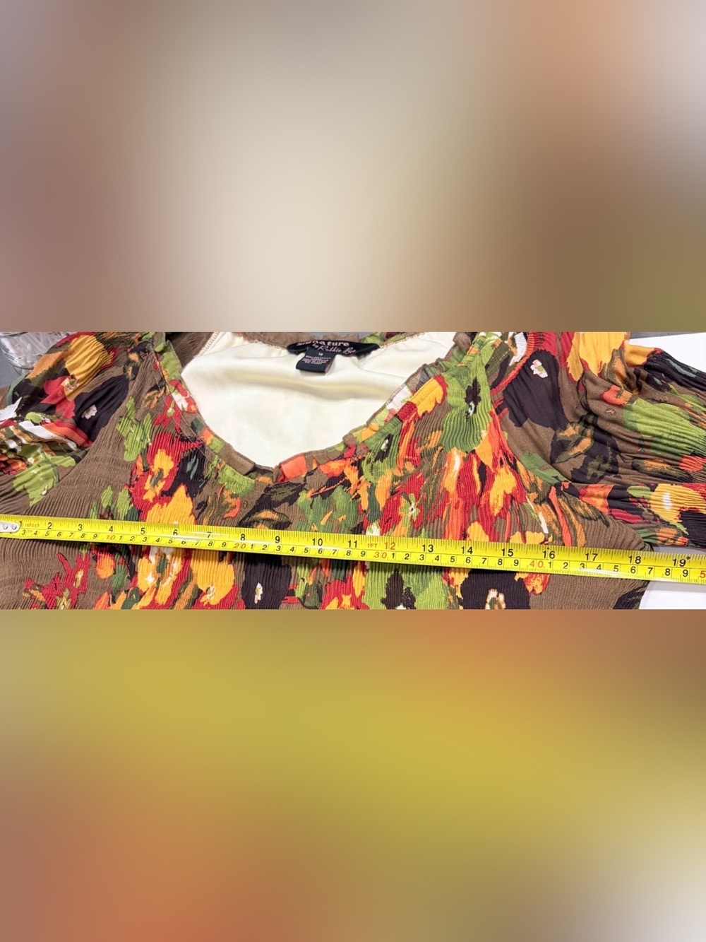 Signature by Robbie Bee Floral Pleated Midi Dress 16 Boho Floral Earthy Smocked - Picture 7 of 8
